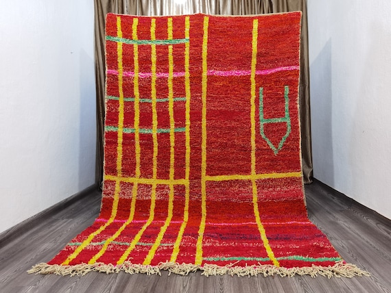 Colorful Rug Bedroom Modern, Hand Knotted Wool Rug, Costum Moroccan Rug , Authentic Moroccan Rug, Original Handmade Rugs 9x12, Berber Carpet