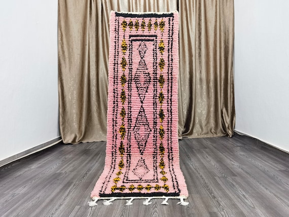 Authentic Moroccan Pink rug - Berber Runner Carpet - Pink Moroccan Wool Runner Rug - Gorgeous Moroccan Runner Rug - Moroccan Shag Rug Runner