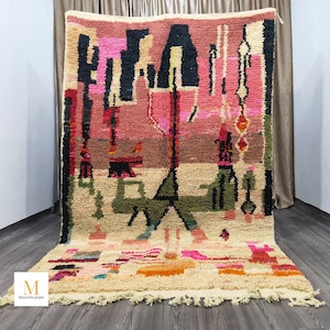 Custom sized rug in All Sizas, Moroccan Bohemian Shag Rug, Personalize Gifts for Home Decor, Soft shag wool rug, Custom Pink Boujaad rug