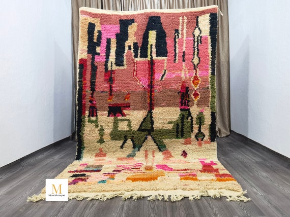 Custom sized rug in All Sizas, Moroccan Bohemian Shag Rug, Personalize Gifts for Home Decor, Soft shag wool rug, Custom Pink Boujaad rug