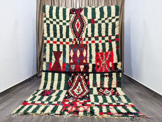 Green Rugs For Living Room 5.8x10 ft ( 177 X 310 Cm) - Soft Area Rug - Handmade Home Decor - Amazing Multicolored Rug - Moroccan Berber Rug