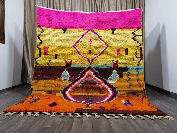 Handmade Moroccan Wool Rug – Custom Orange Bohemian Carpet