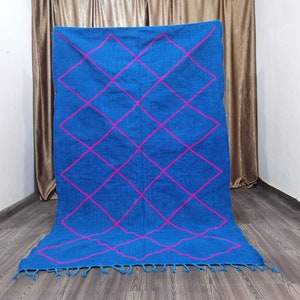 Custom Moroccan Kilim Rug, Blue Moroccan kilim rug, Custom Blue rug, Flat woven rug , Abstract Blue rug, Morrocan Area Rug, Berber Carpet