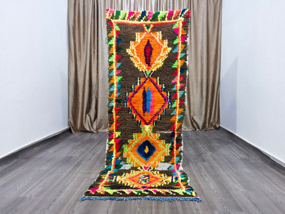 Vintage Moroccan Runner Rug, Colorful Tribal Berber Carpet (2.6x7.3 ft)
