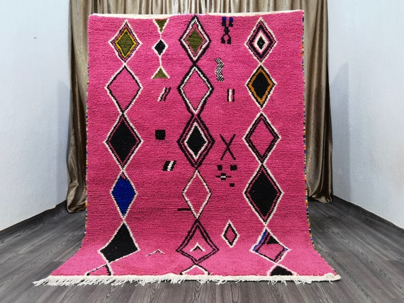 Custom Moroccan Rug - Pink Moroccan Rug - Custom Area Rug - Handmade Wool Rug - Pink Berber Rug - Abstract Rug - Berber Carpet - Woven Rug