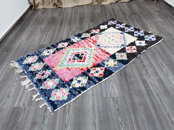 3x6 ft Boucherouite Berber Runner Rug, Moroccan Runner Rug, Carpet Bohemian Rug, Hallway Rug, morrocan rug for living room, colorful rug