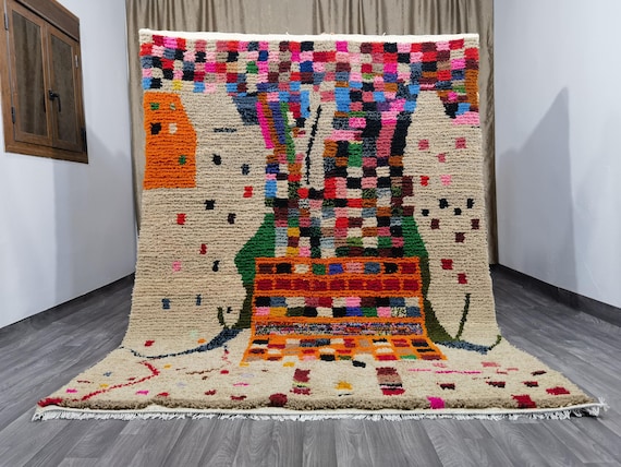 Gorgeous Beni Ourain Rug - Handmade Morrocan Rug - Woven Azilal Rugs - Hand Knotted Wool Rug - Soft Area Rug -  Traditional Moroccan Carpet