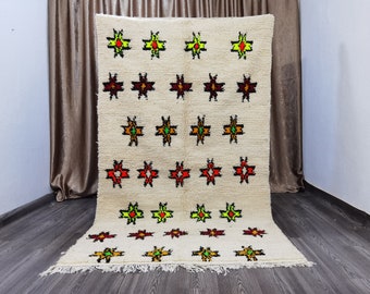 Handmade Azilal Moroccan Rug, Custom Beni Ourain Style, White Wool