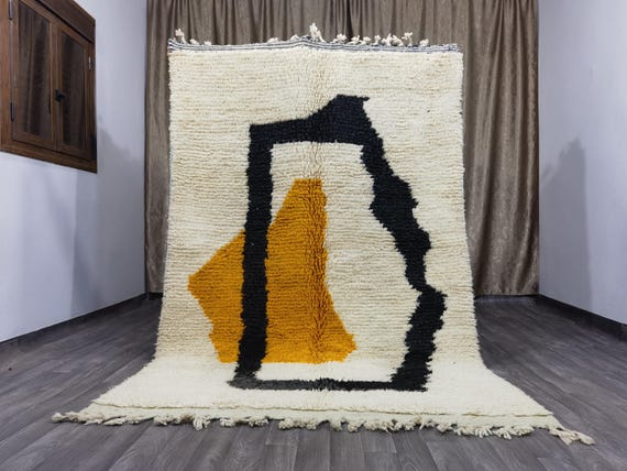 Handmade Beni Ourain Rug: White Wool Moroccan Rug, Custom Sizes