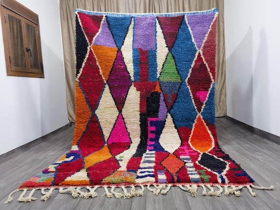 Amazing Moroccan Red Rug - Handmade Morrocan Rug, Authentic Berber Rug, Bohemian Style Rug For Living Room .