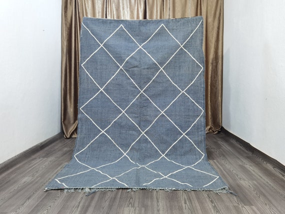 Custom Moroccan Kilim Rug - Gray Moroccan kilim rug - Gray Boho Rug- Beach House Rug - Gray Rug - Custom All Sizes Rug -  Beni Ourain Rug