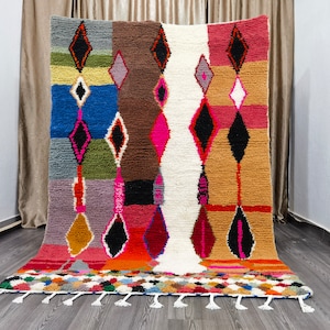 5,2 × 7,7 Ft (160x234 cm) - Wunderschöner Beni Ourain Teppich - Berber Teppich Läufer - Authentischer Boujaad Teppich - Zotteliger Wollteppich