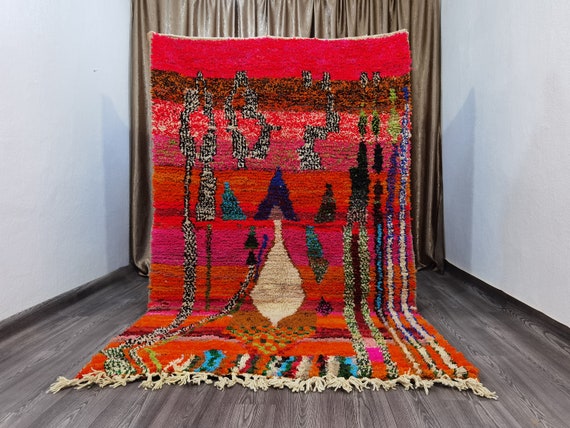 Amazing Multicolored Rug , Beni Ourain Rug , Custom Fabulous Boujaad Rug , Traditional Moroccan Carpet, Handmade Wool Rug Custom Area Rug ,