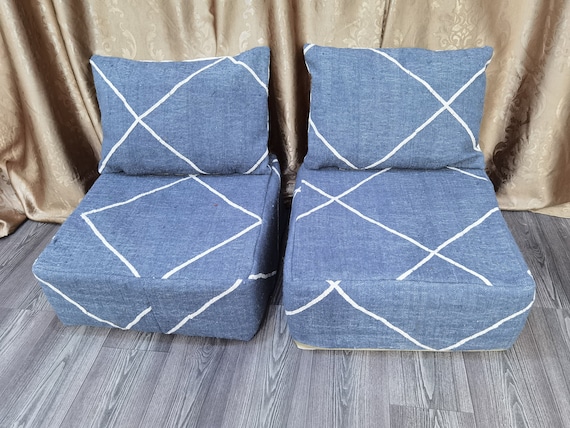 Moroccan Floor Cushion 2 Places Salon : Unstuffed Seats Cushions, 2 Back Cushions+2 Pouffe Moroccan - Living room sofa, Morocco sofa