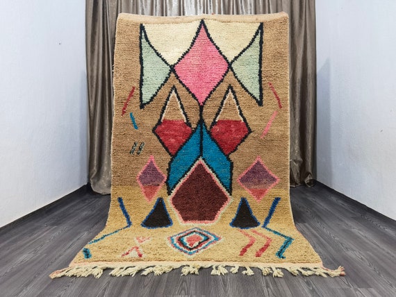 Custom Rugs For Living Room - Midcentury Modern Decor - Soft Area Rug - Personalize Gifts for Home Decor - Moroccan Bohemian Shag Rug