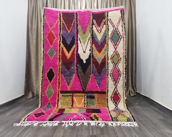 Handmade Moroccan Pink Wool Rug – Custom Bohemian Rug