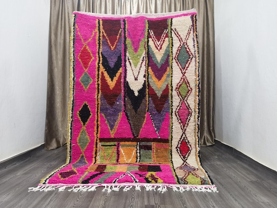 AMAZING MOROCCAN PINK Rug - Custom Bohemian Rugs - Wool Rug Green - Quality Handmade Morrocan Rug - Personalize Gifts For Home Decor