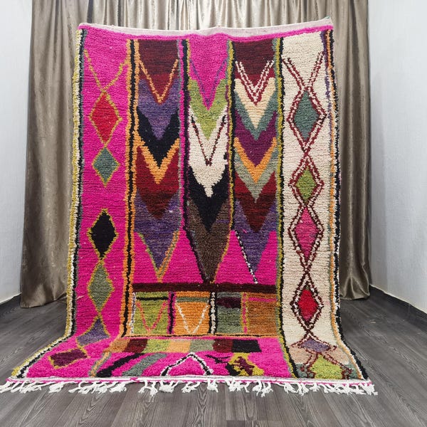 Handmade Moroccan Pink Wool Rug – Custom Bohemian Rug