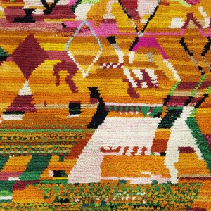 Handgjord orange marockansk matta – Autentisk berbermatta, boho-inredning bild 5