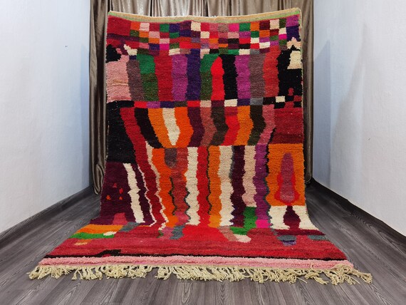 Boujaad rug -- Moroccan rug huge - bohemian red rug - berber carpet-Colorful handmade-vintage wool rug, living room rug