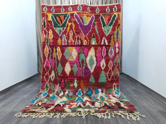 Handmade Moroccan Wool Rug, Berber Tufted Shag Rug, Custom Red Carpet