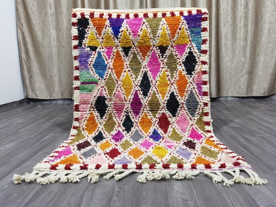 Pink Diamond Rug – Handmade Moroccan Berber Rug, Bohemian Style
