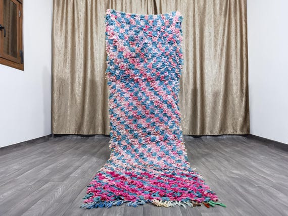 Boucherouite Rug , Berber Boucherouite , Moroccan Rug , Colorful Berber Rug , Tribal Morocco Recycled Boho, Boucherouite rugs living room