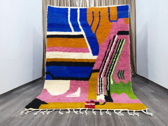 Amazing Moroccan Orange Rug, Authentic Berber Rug, Handmade Morrocan Rug, Bohemian Style Rug For Living Room .