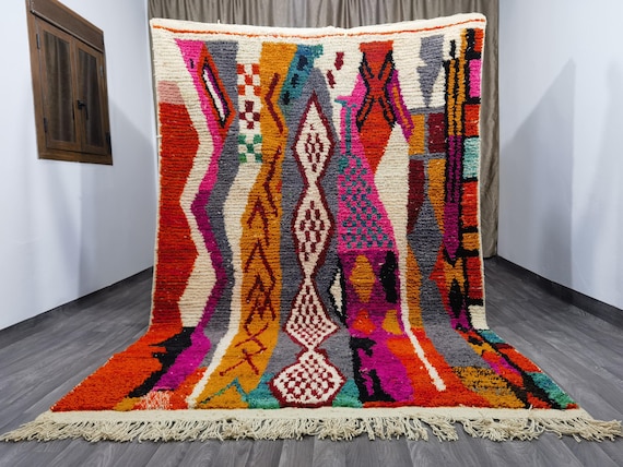Boujaad Moroccan Rug - Custom Rugs For Living Room - Midcentury Modern Decor - Soft Area Rug - Authentic Orange Rug - Morrocan Rug Bohemian
