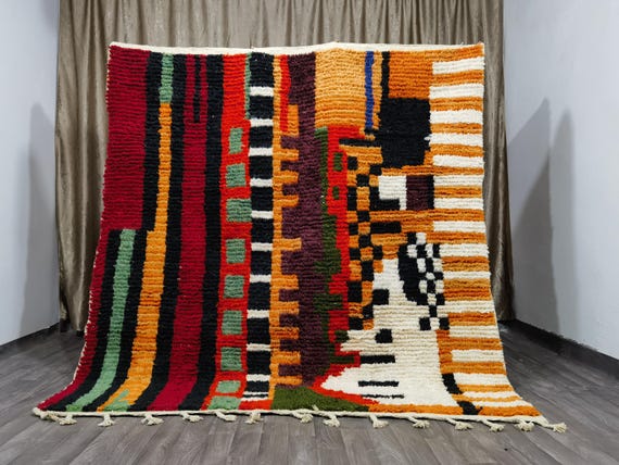 Handmade Orange Moroccan Rug – Boho Berber Area Rug