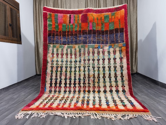 Amazing Orange Boujaad Rug - Handemade Rug - Beni Ourain Rug - Azilal Rug - Beni Ourain Carpet - Personalized Gifts For Mom - New Wool Rug