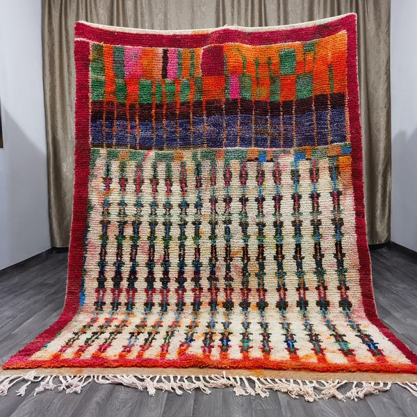 Hand-Knotted Boujaad Wool Rug – Colorful Moroccan Carpet
