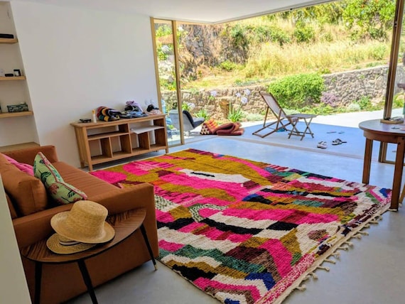 Gorgeous Custom Rugs For Living Room, Boujaad Moroccan Rug, Soft Area Rug, Morrocan Rug Bohemian, Wool Pink Shaggy Rug, Authentic Berber Rug