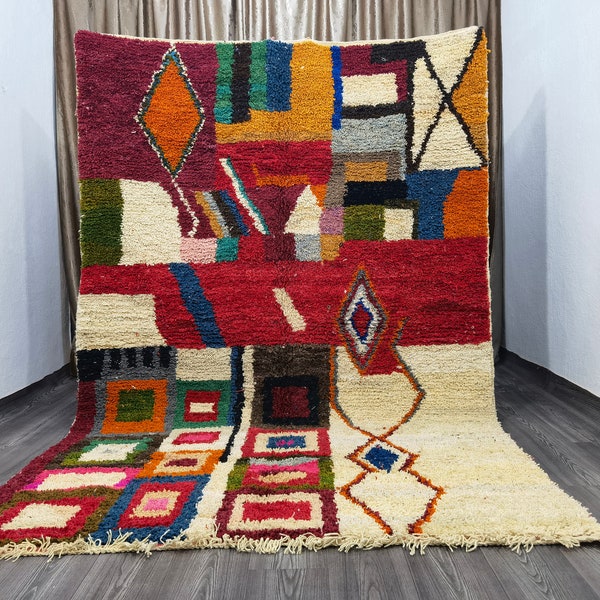 Custom Colorful Berber Rug, Handwoven Sheep Wool, Bohemian Decor