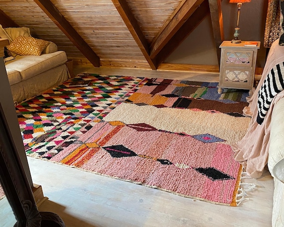 Wool Pink Shaggy Rug, Authentic Berber Rug