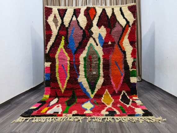 Boujaad Rugs For Living Room, Vintage Boujaad rug , Authentic Moroccan rug, Colorful Moroccan Rug, Beni Ourain Rug 8x10 , Personalized Gifts