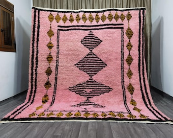Handmade Moroccan Pink Wool Rug – Authentic Berber Bohemian Rug