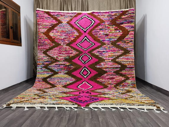 Unique Moroccan Pink Rug - Authentic Berber Rug, Berber runner carpet - Genuine wool rug - Traditional Moroccan Carpet - Rug For Living Room
