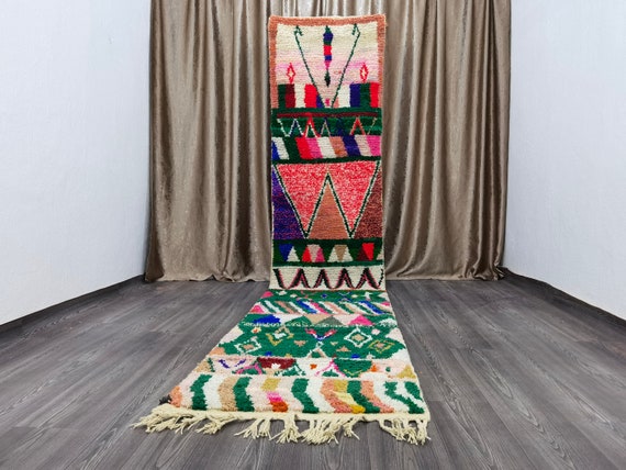Gorgeous Green Runner Rug , Green Fine Berber Rug, Morrocan Rug Runner, Shaggy Wool Rug, Morocco Carpet, Kitchen Rug Runner - Runner Rug