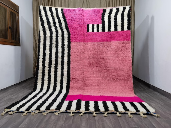 Handmade Pink Moroccan Rug: Authentic Berber Wool Rug