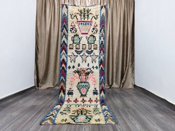 Gorgeous Moroccan Runner Rug - Handwoven Vase Runner - Berber Colorful Runner - Berber Runner Carpet - Kitchen Rug Runner 2.8x8.7 Ft .