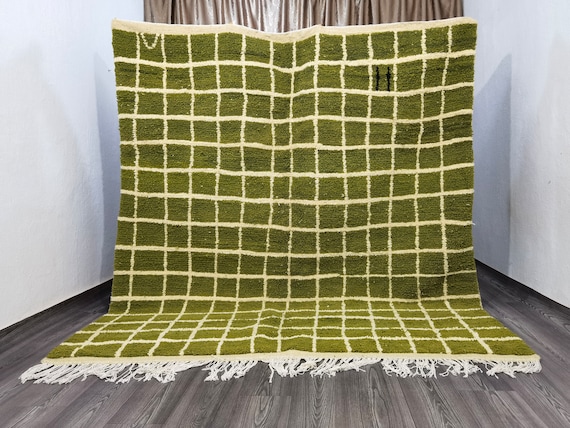 Rug For Living Room - Large Area Rug - Green Area Rug - Morrocan Green Rug - Green Rug 9x12 - Green  Beni Ourain - Green Rug For Bedroom