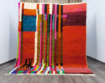 Custom Moroccan Boujaad  Rug For Living Room - Soft Area Rug - Decor Handmade - Premium Quality Moroccan Rug - Modern Artwork - Bohemian Rug