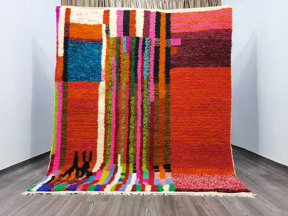 Custom Moroccan Boujaad  Rug For Living Room - Soft Area Rug - Decor Handmade - Premium Quality Moroccan Rug - Modern Artwork - Bohemian Rug