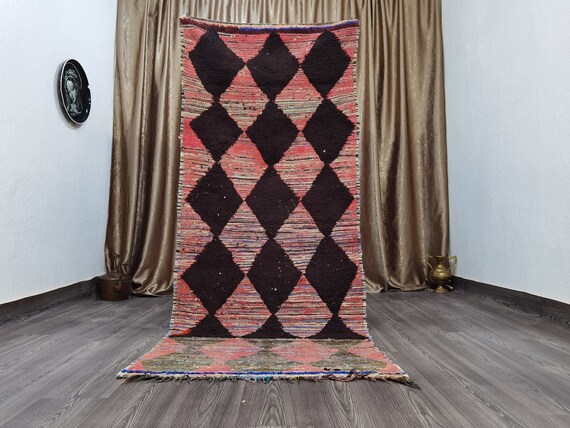 3x8 ft Vintage entryway rug , Moroccan berber abstract runner rug , Vintage Moroccan runner Rug , bohemian rug , Moroccan berber decor .