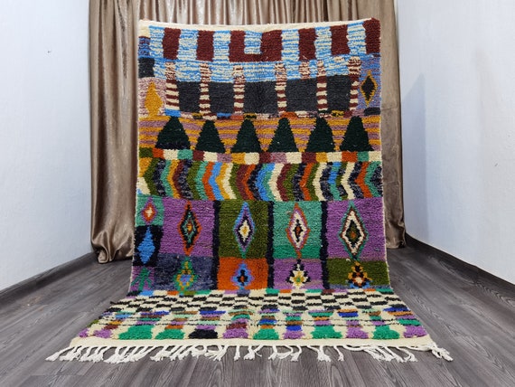 Custom Moroccan Boujaad Rug, Azilal Rug, Bohemian Rug, Moroccan Wool Rug,  Handmade Wool Rug, Custom Beni Ourain Rug,Colorful sofa decor Rug