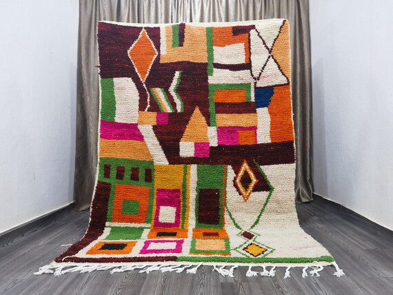 Moroccan Boujaad Rug - Custom Rugs For Living Room - Midcentury Modern Decor - Soft Area Rug - Handmade Home Decor - Morrocan Rug Bohemian