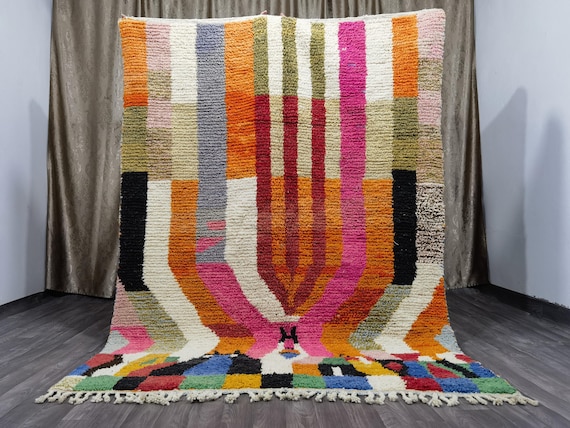 Unique Moroccan Orange Rug - Handmade Morrocan Rug, Authentic Berber Rug, Bohemian Style Rug For Living Room .