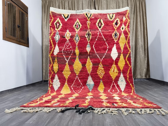 Amazing Moroccan Boujad Rug - Rugs For Living Room - Woven Azilal Rugs - Unique Geometric Rug - Berber Woven Area Rug  - Home Decor Rug