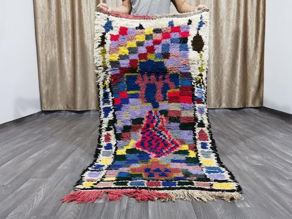 Berber Colorful Runner Rug - Authentic boujaad runner rug - Authentic Moroccan wool rug - Berber Runner Carpet 2.8x5.1 Ft / 87X156 cm .